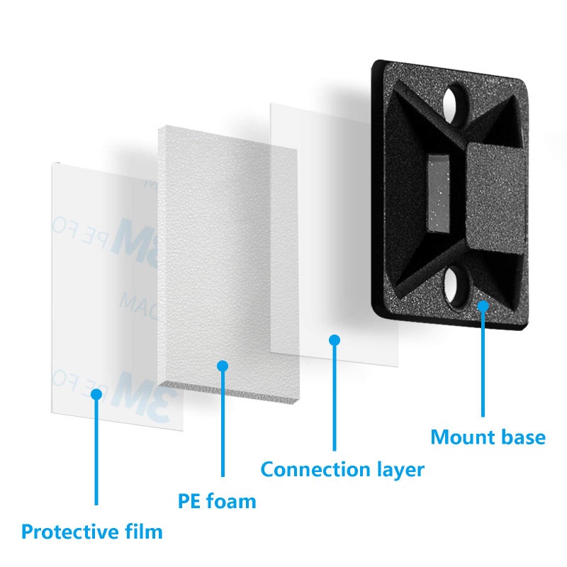 ALIGADO Cable Tie Mounts  Adhesive-Backed  1 Inch  for Cable Management  Cable Tie Anchors  100 Pack  Black - Image 4